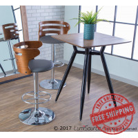 Lumisource BS-COSI WL+GY Cosi Mid-Century Modern Adjustable Barstool with Swivel in Walnut and Grey Faux Leather 